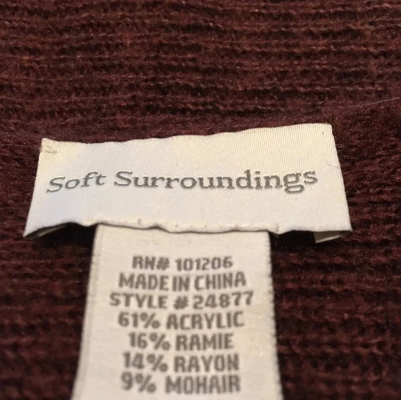 Soft Surroundings Mohair Blend Sweater vest Burgundy Small Bohemian - Picture 6 of 6